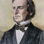 Tecknat porträtt av George Boole (färglagt).