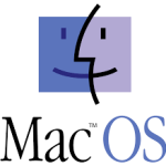 Gamla Mac OS logotyp med det fyrkantiga ansiktet.