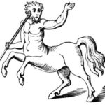 Tecknad bild på en kentaur.
