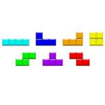 De sju möjliga sätten att arrangera fyra små kvadrater så att de håller ihop. Det är blocken som används i Tetris.